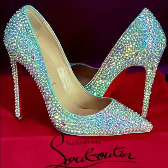 Christian Louboutin Tiffany Blue Swarovski Crystal Strass Heels So Kate 100mm 39 - Picture 3 of 9